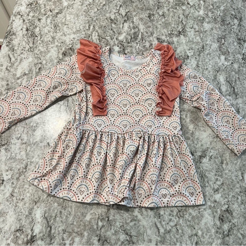 Pete and Lucy girls long sleeve top shirt size 6X 6 rainbows hearts ruffles
